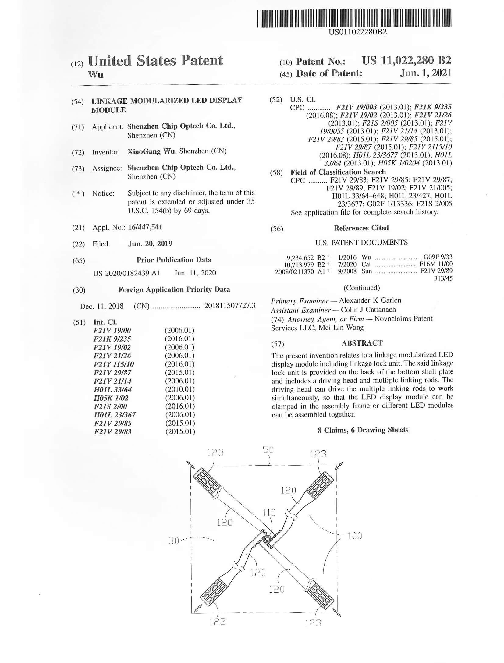 United States Patent (Linkage modularized LED display module)